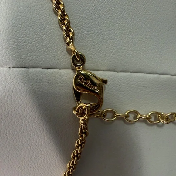 SOLD Christian Dior Vintage CD Gold Knot Embellished Rhinestone Necklace - Picture 8 of 9